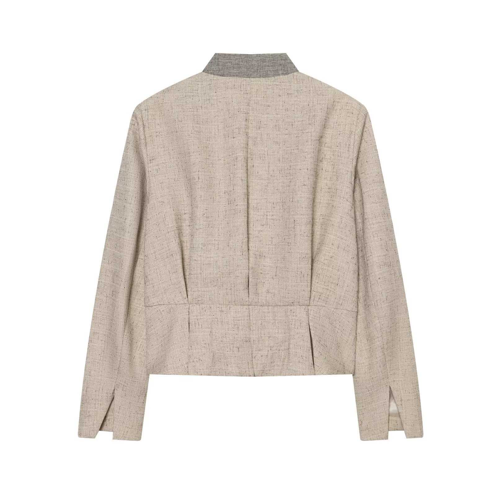 suit Women's 2 pieces back pleated design short Blazer Coat+ Pants