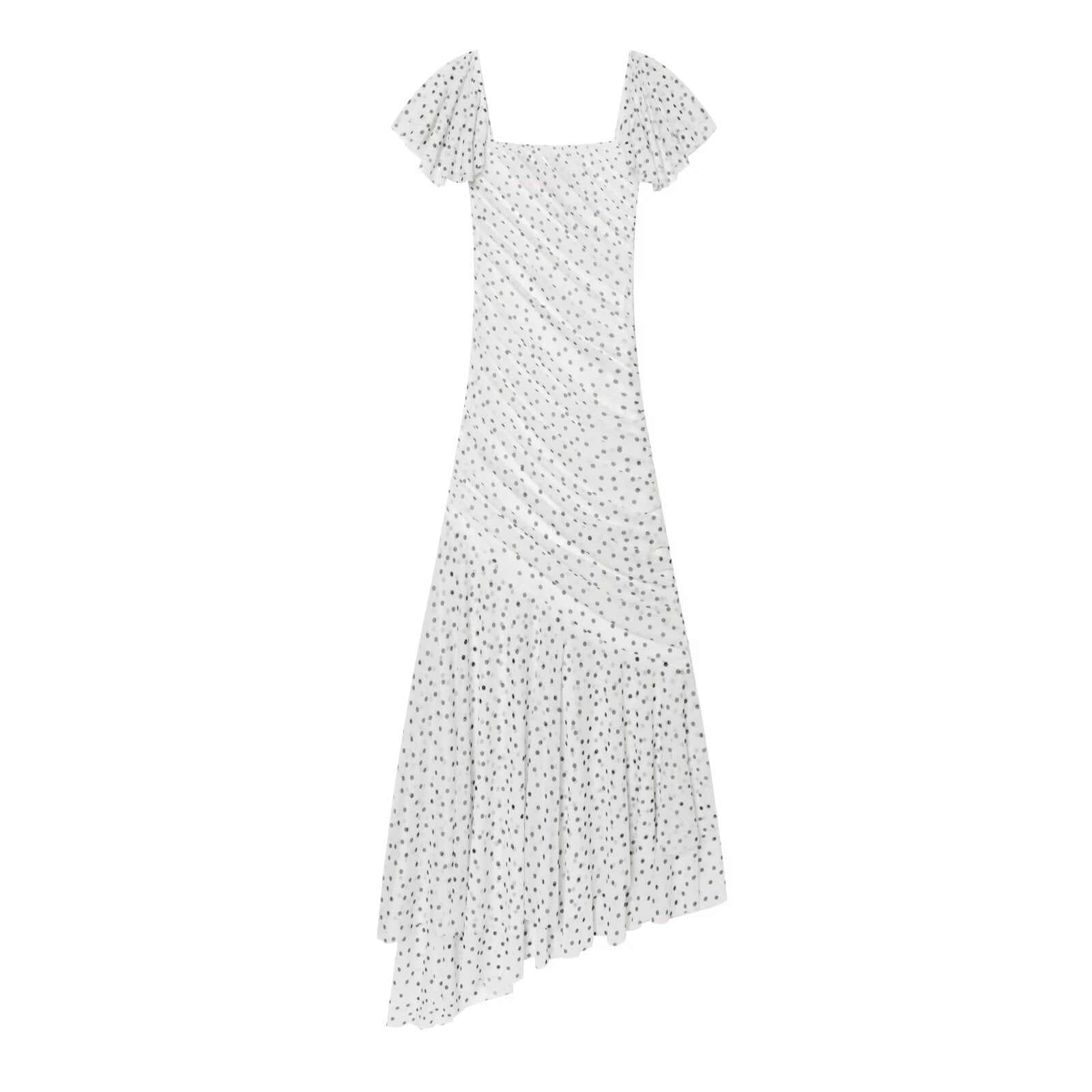 Women's slim pleated polka dot dress
