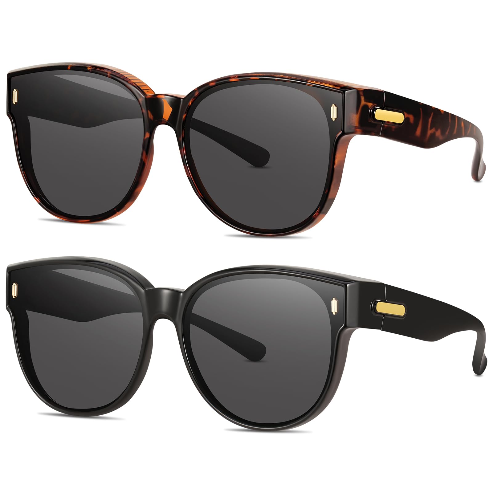 #120 Polarized Fit Over Glasses Sunglasses for Women | Stylish Oversized Cover Round UV400 Cat Eye Shades for go out Driving