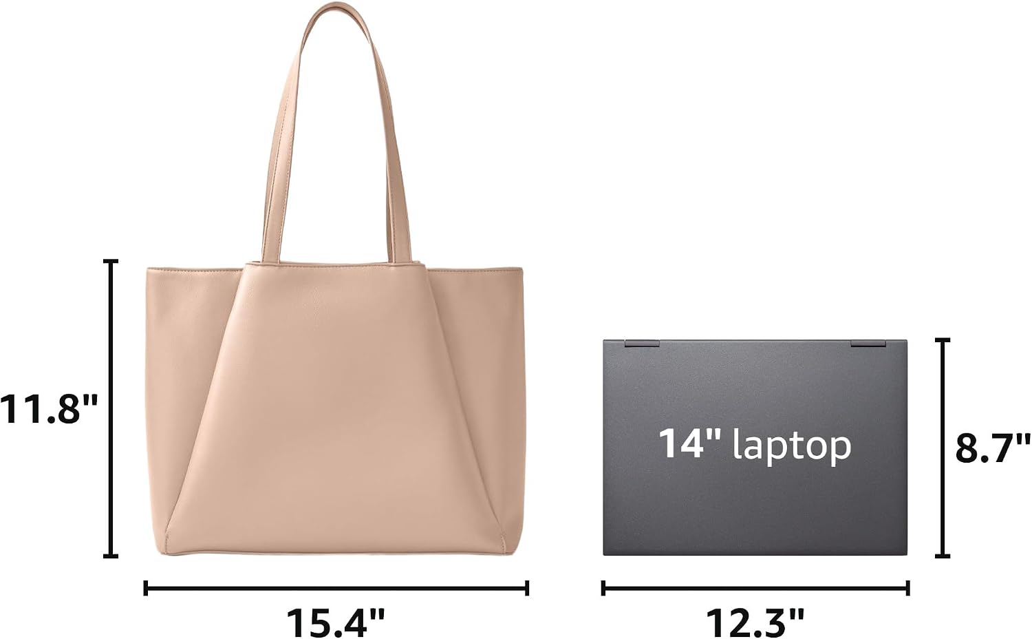 #290 Work Tote Bags for Women 15.6 Inch Laptop with Zip Compartments | Vegan Leather Strcutured Professional Briefcase for Office, Meeting, Business with Padded Sleeve for Computer, water bottle