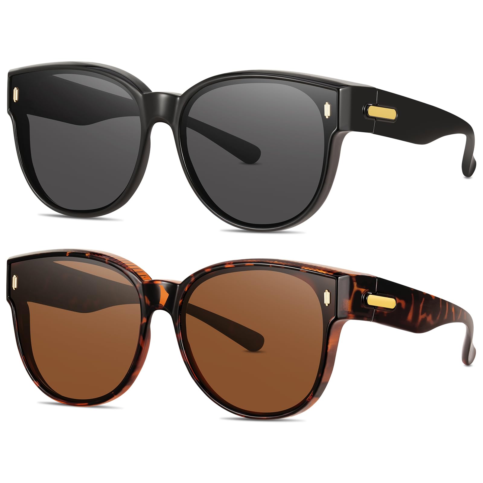 #120 Polarized Fit Over Glasses Sunglasses for Women | Stylish Oversized Cover Round UV400 Cat Eye Shades for go out Driving