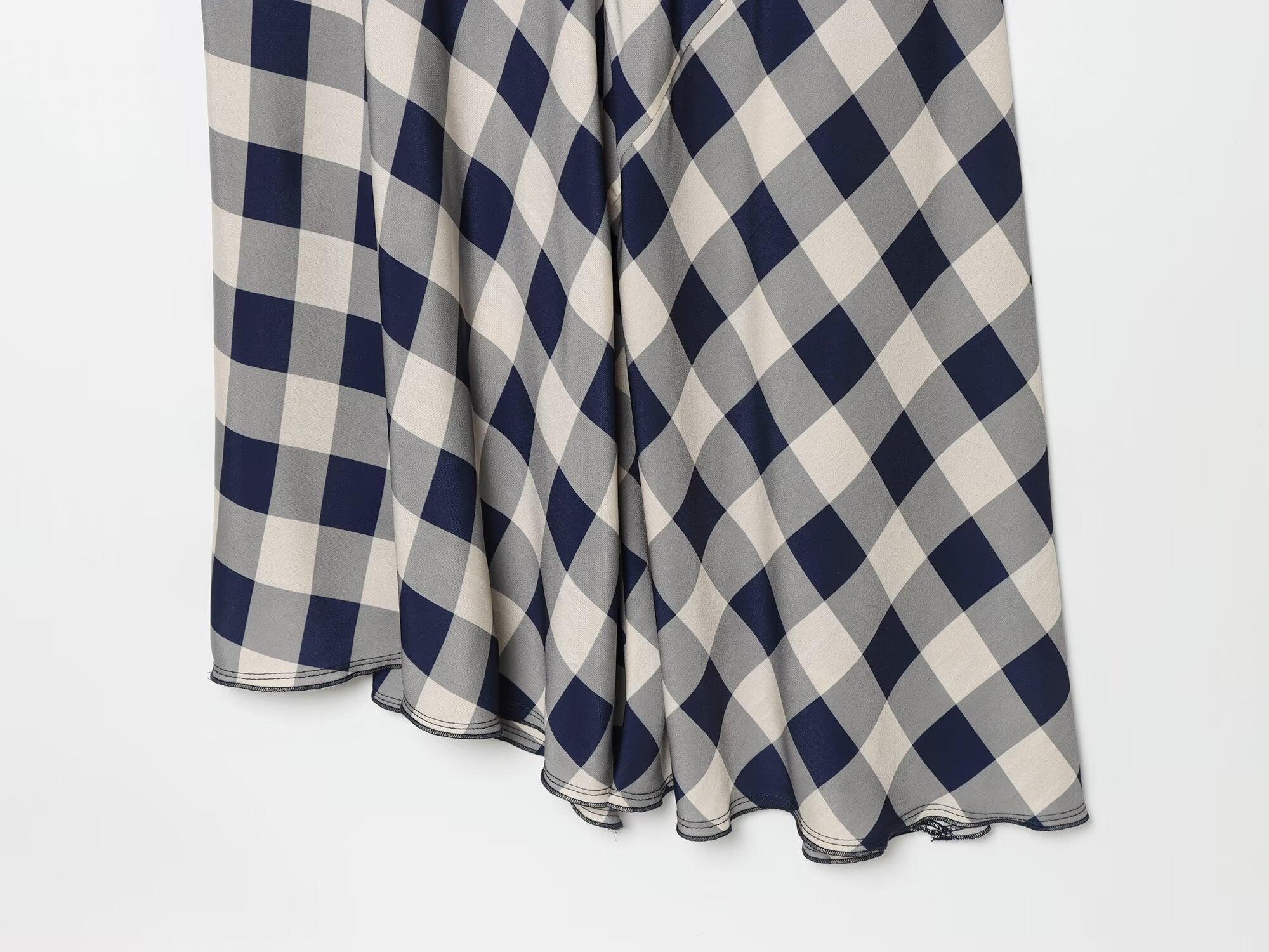 Women's plaid hanging collar MIDI dress