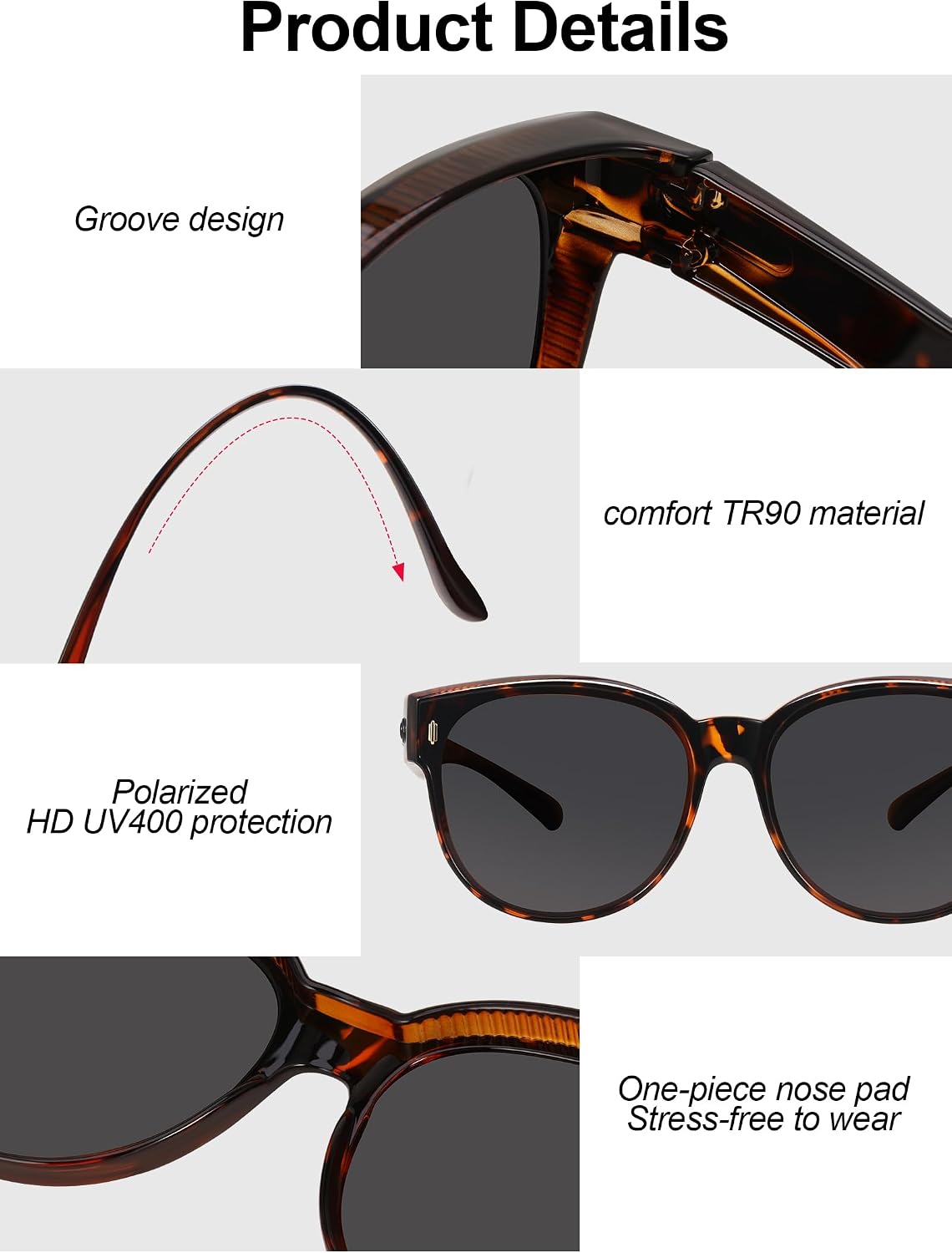 #120 Polarized Fit Over Glasses Sunglasses for Women | Stylish Oversized Cover Round UV400 Cat Eye Shades for go out Driving