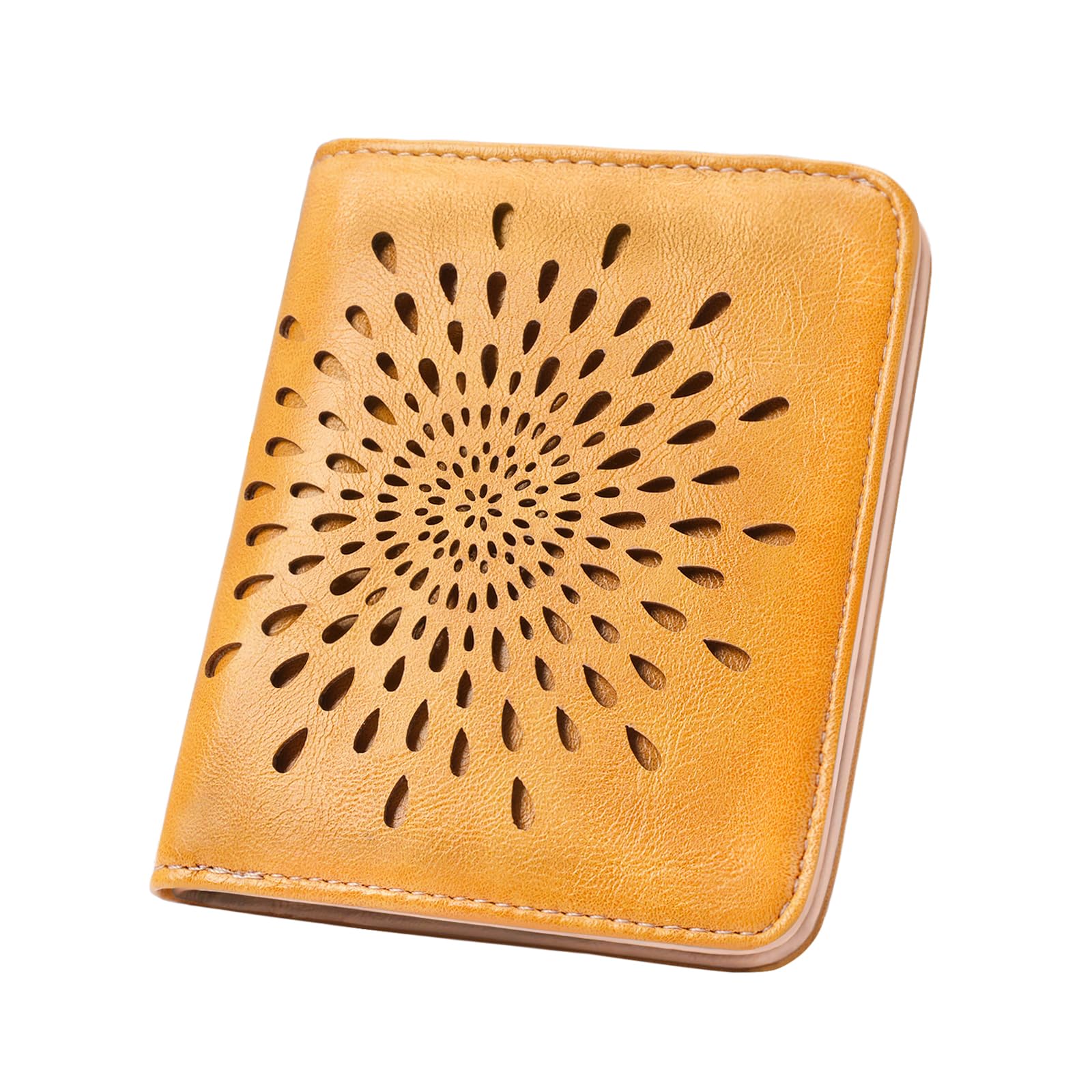 #100 APHISON Womens Wallet, Slim Small Wallet for Women Men RFID Wallet Women Sunflower Leather ID Credit Card Holder whit Zipper Coin Pocket Bifold Compact Wallet