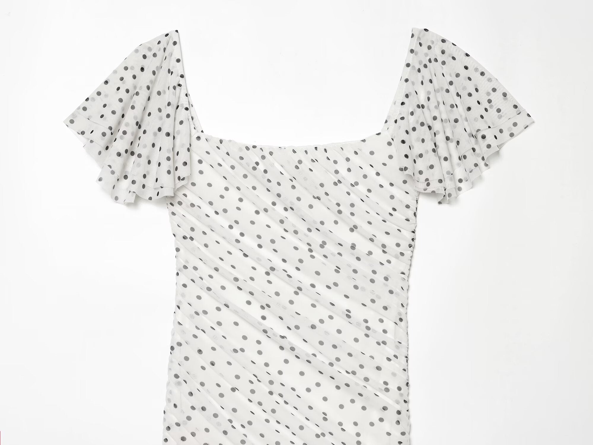 Women's slim pleated polka dot dress