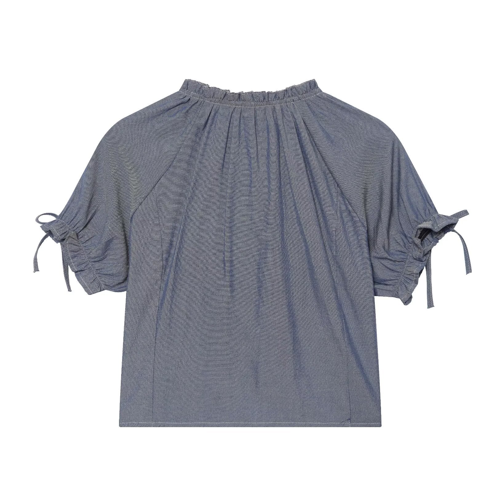Women's bow decoration embroidered shirt