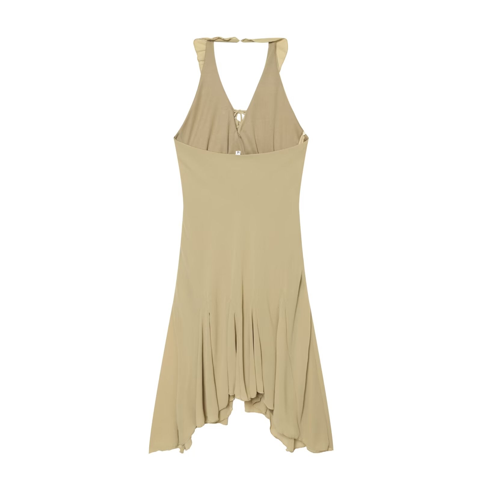Women's asymmetrical hem hanging neck dress