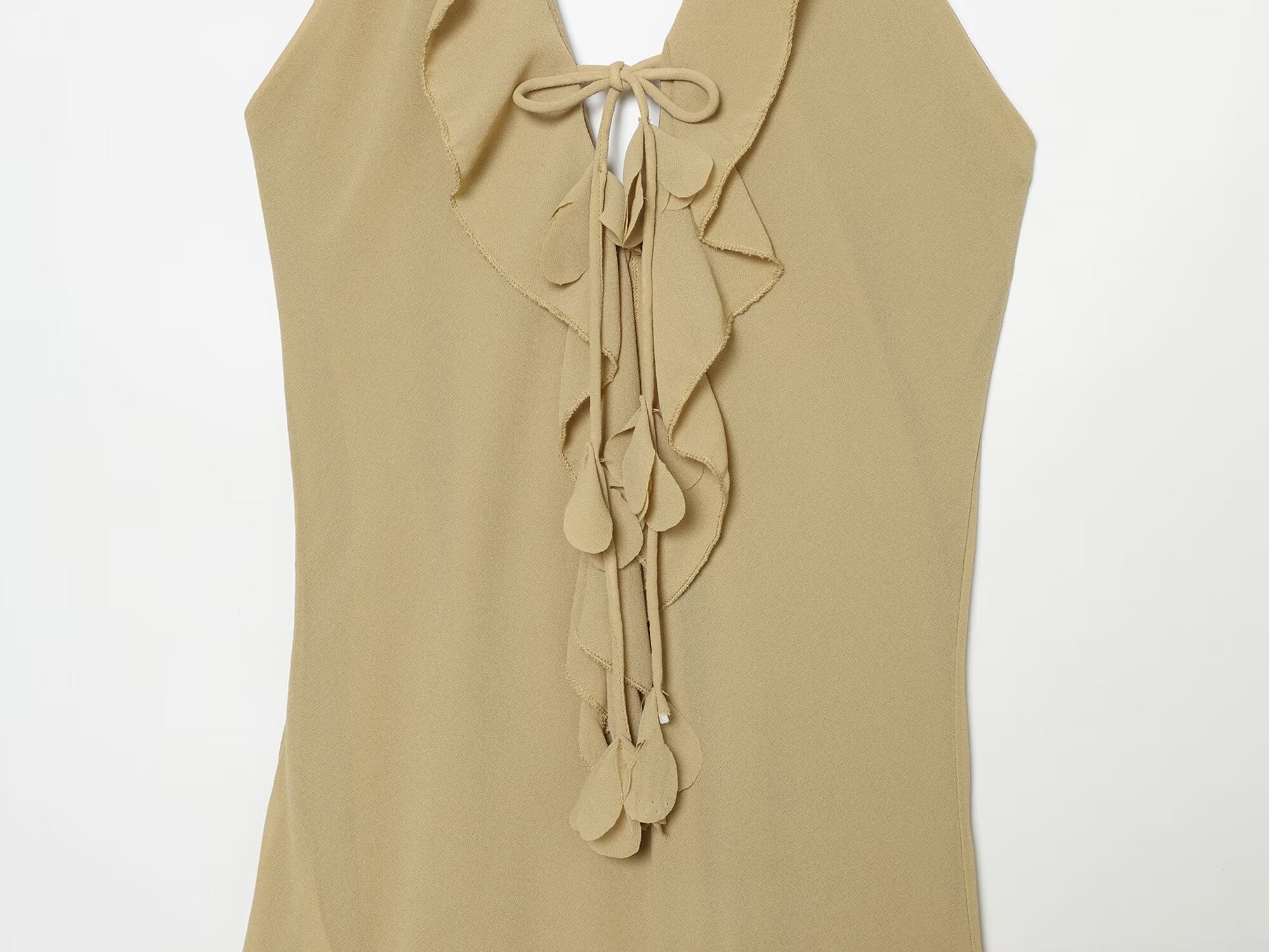 Women's asymmetrical hem hanging neck dress