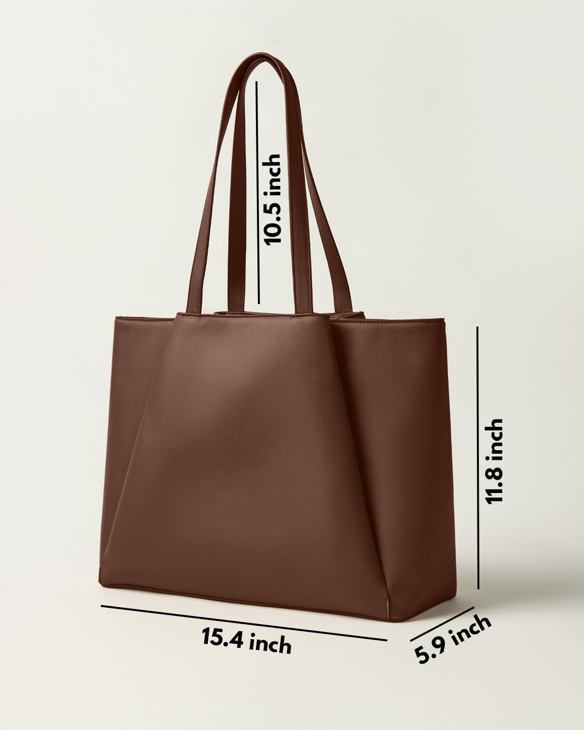 #290 Work Tote Bags for Women 15.6 Inch Laptop with Zip Compartments | Vegan Leather Strcutured Professional Briefcase for Office, Meeting, Business with Padded Sleeve for Computer, water bottle