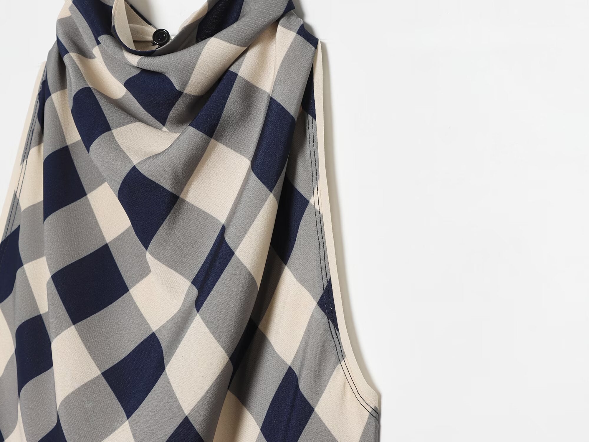 Women's plaid hanging collar MIDI dress