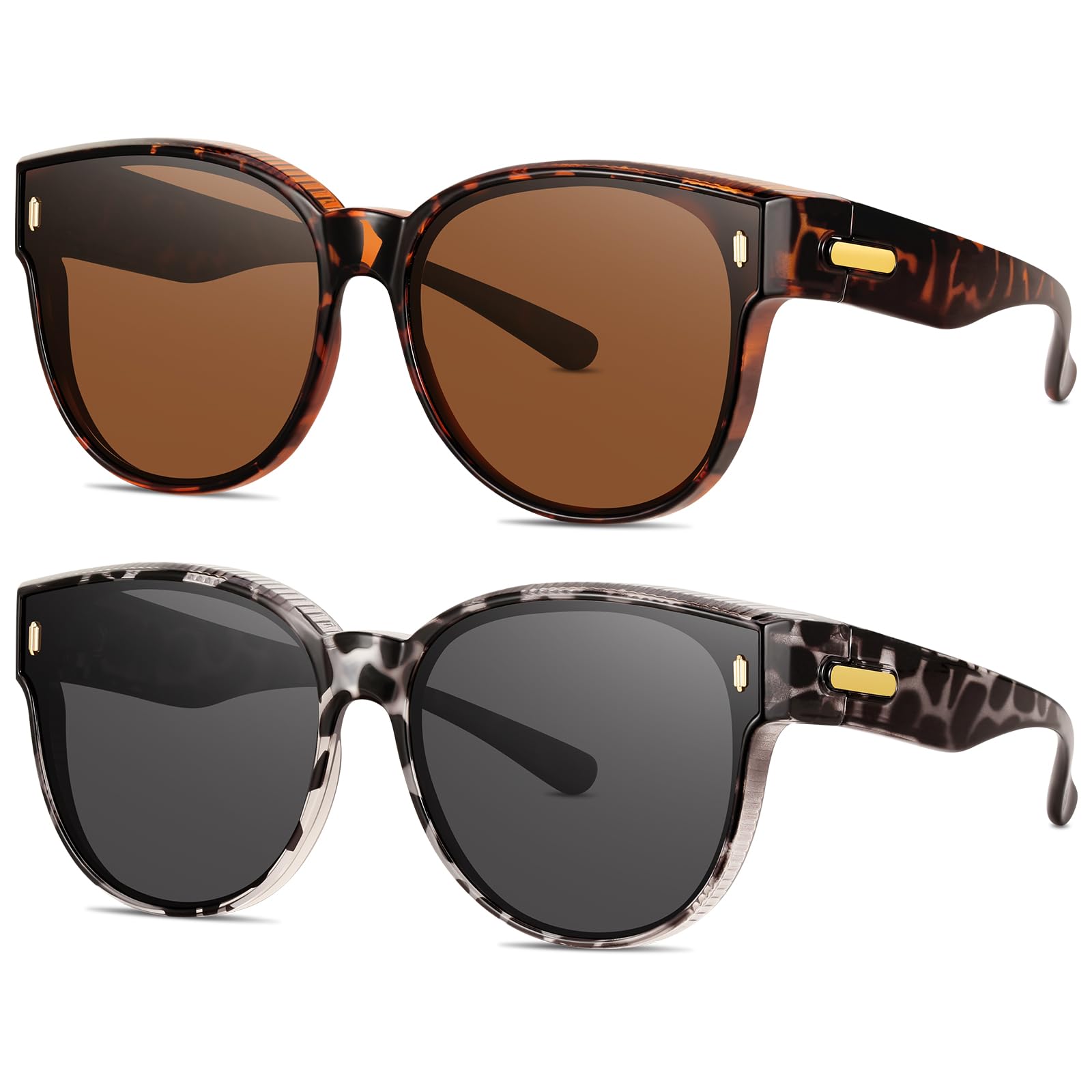 #120 Polarized Fit Over Glasses Sunglasses for Women | Stylish Oversized Cover Round UV400 Cat Eye Shades for go out Driving