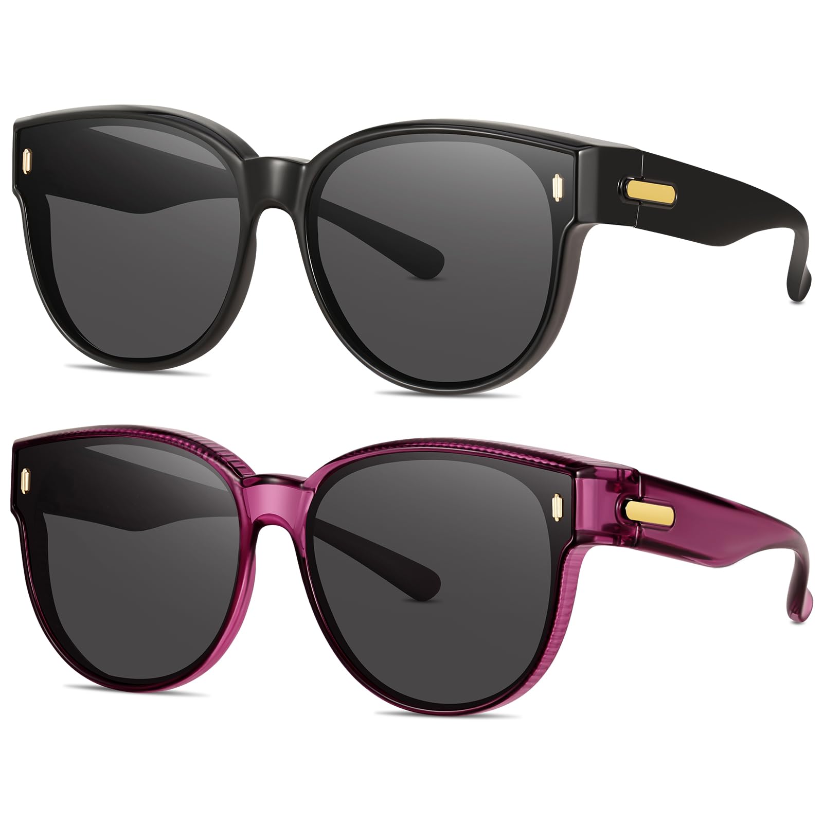 #120 Polarized Fit Over Glasses Sunglasses for Women | Stylish Oversized Cover Round UV400 Cat Eye Shades for go out Driving