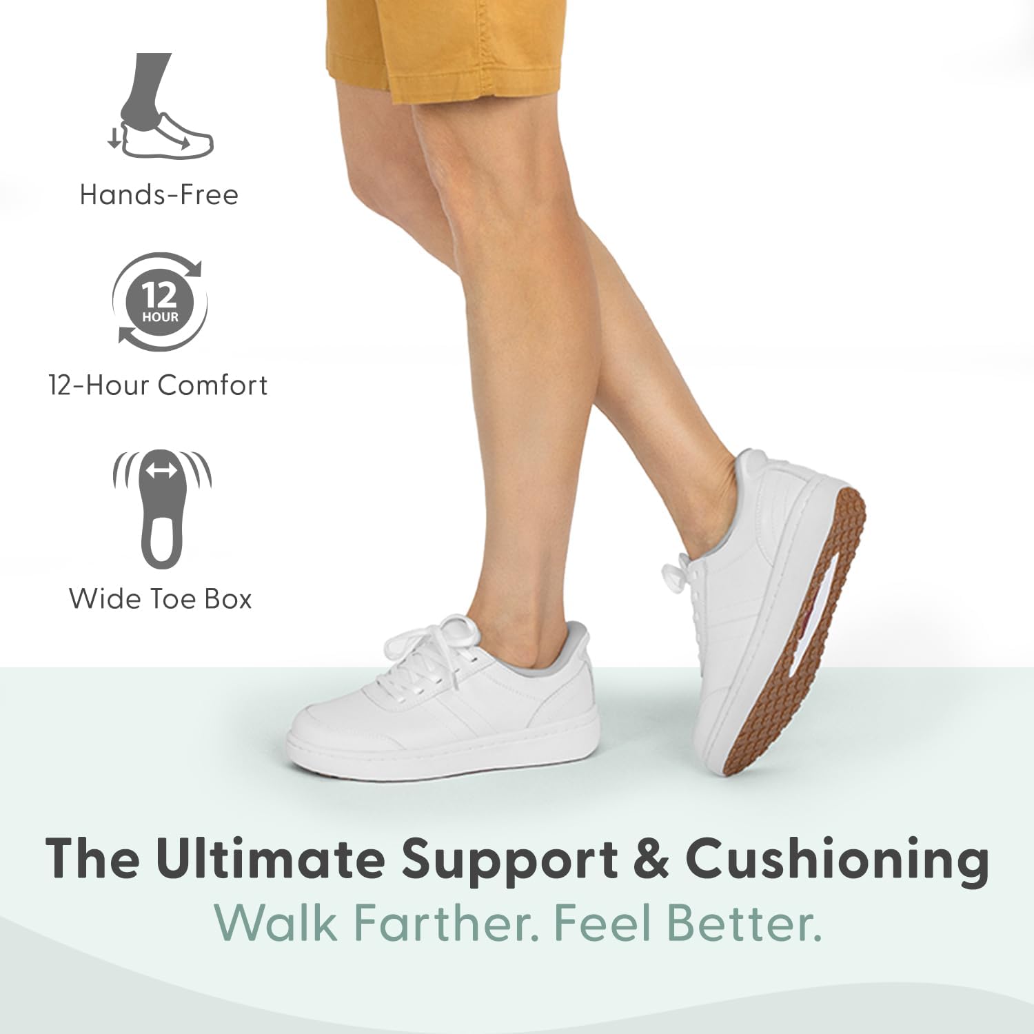 #180 Orthofeet Women’s Orthopedic Wander Hands-Free Leather Slip-On Casual Sneaker
