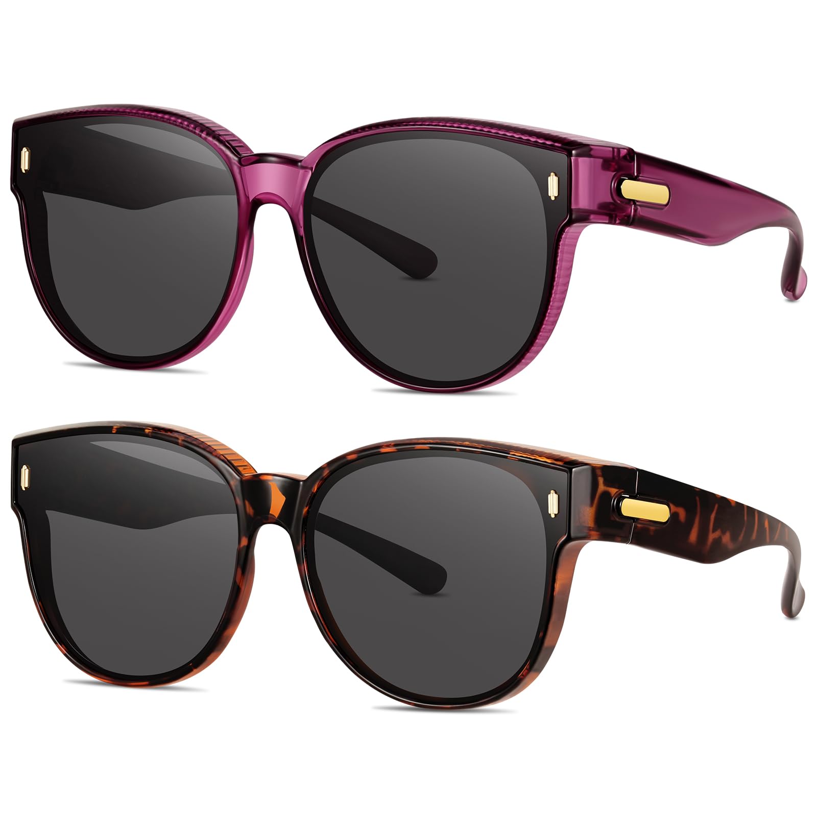 #120 Polarized Fit Over Glasses Sunglasses for Women | Stylish Oversized Cover Round UV400 Cat Eye Shades for go out Driving