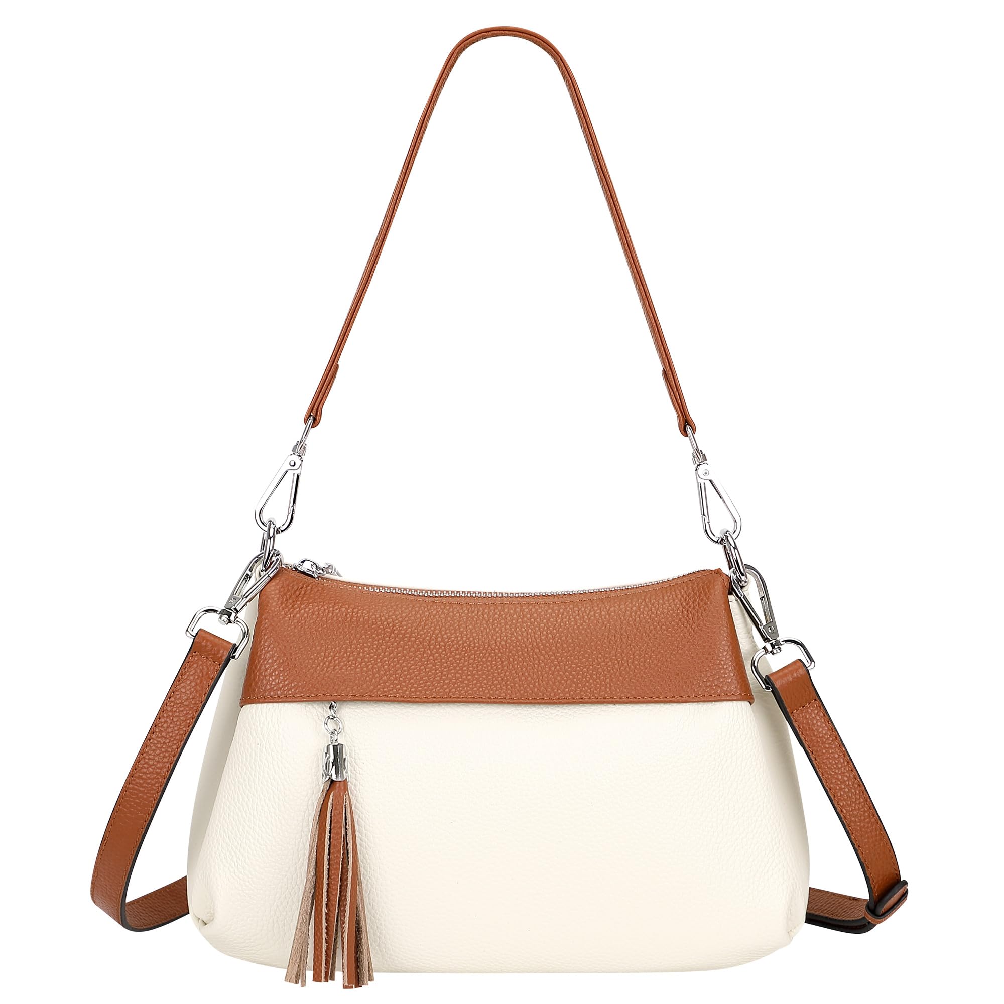 #370 Small Genuine Leather Crossbody Bags for Women Shoulder Purses | Ladies Leather Purses with 2 Detachable Straps for Hobo/Shoulder, Fits 7.9" ipad for Work, Daily, Dating
