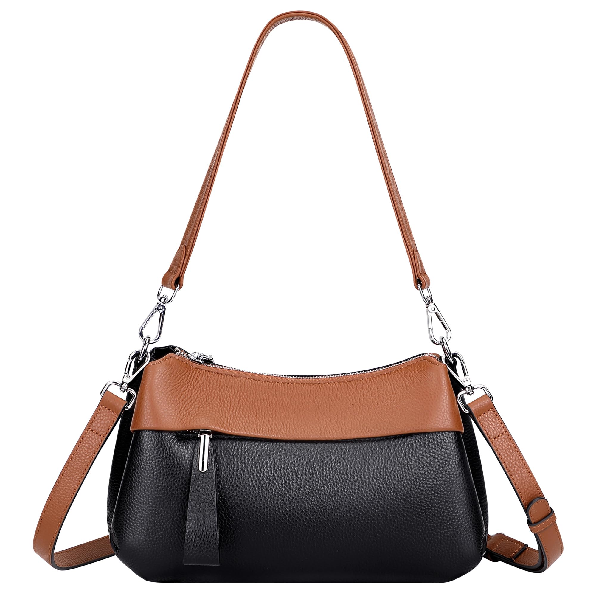 #370 Small Genuine Leather Crossbody Bags for Women Shoulder Purses | Ladies Leather Purses with 2 Detachable Straps for Hobo/Shoulder, Fits 7.9" ipad for Work, Daily, Dating