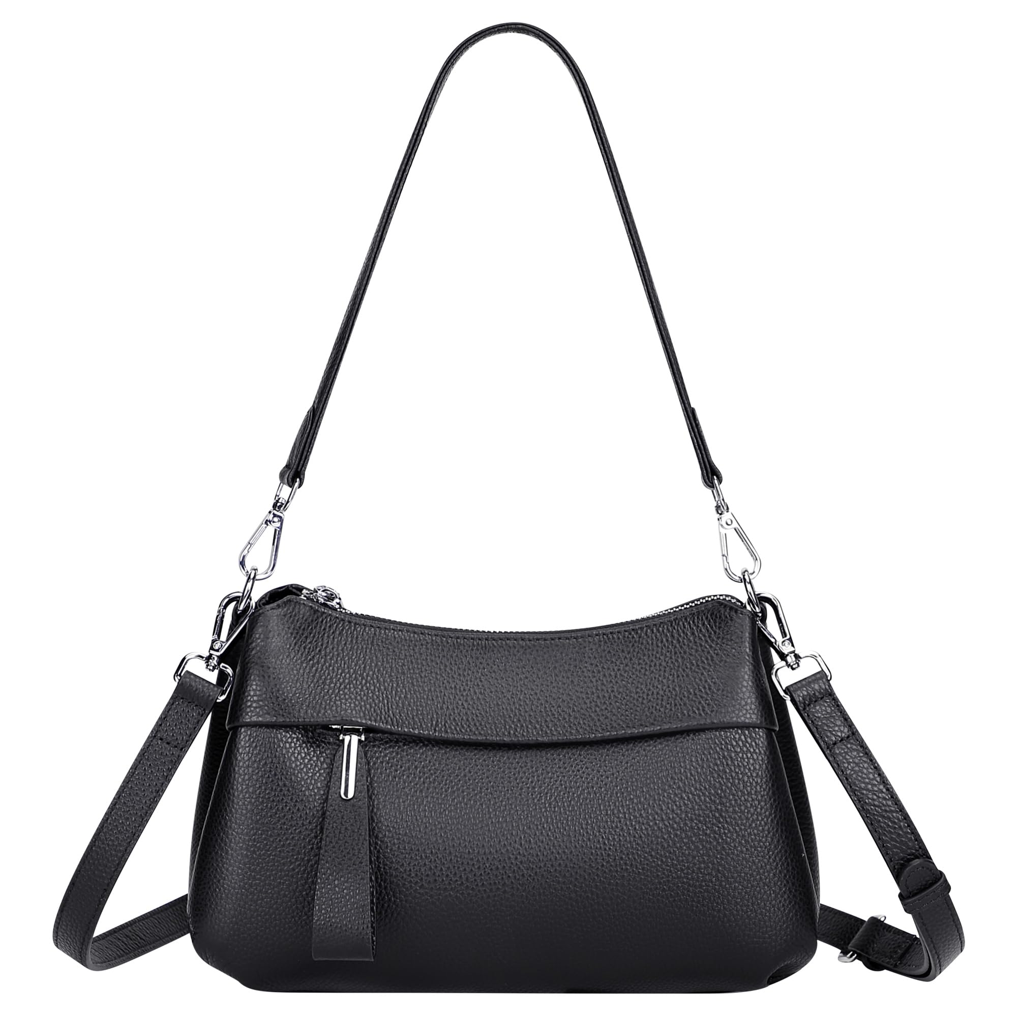 #370 Small Genuine Leather Crossbody Bags for Women Shoulder Purses | Ladies Leather Purses with 2 Detachable Straps for Hobo/Shoulder, Fits 7.9" ipad for Work, Daily, Dating