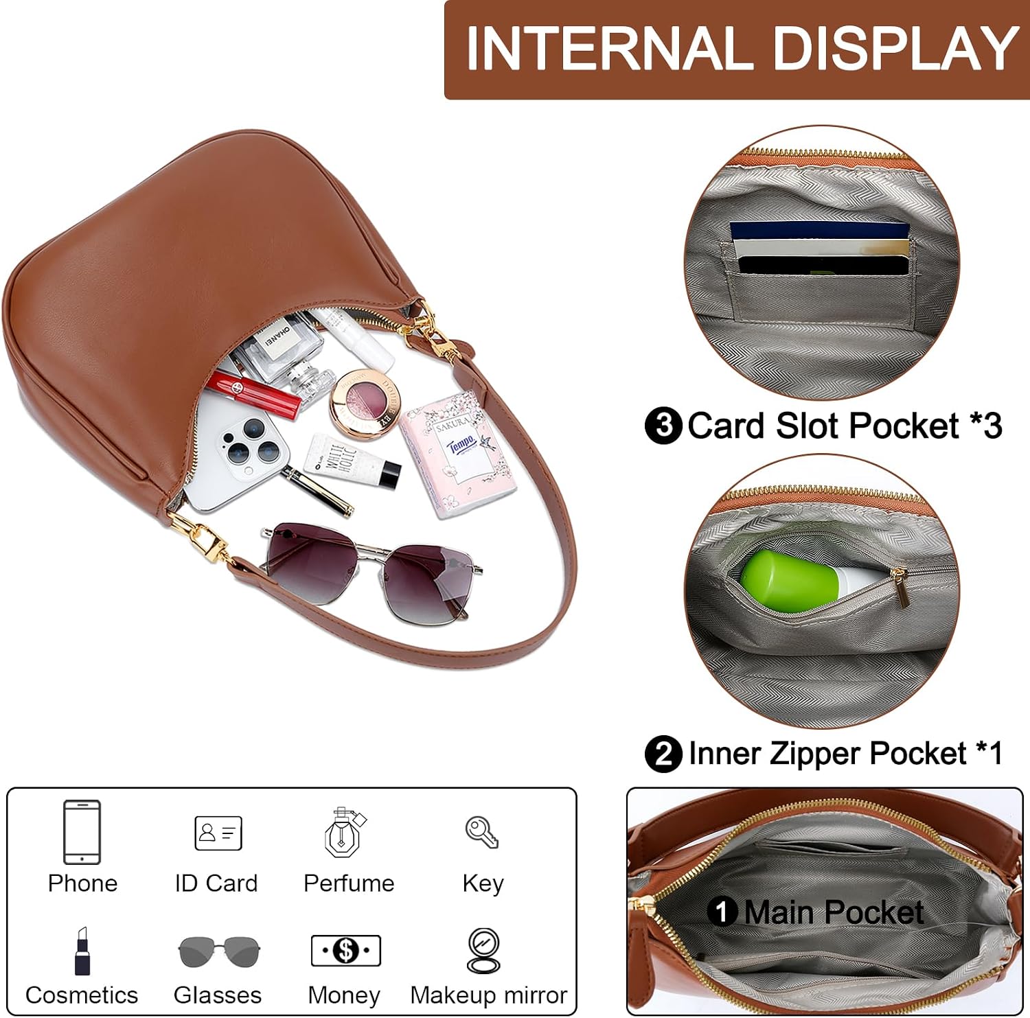 #80 Shoulder Bag for Women Cute Hobo Purses and Handbags Underarm Purse | Women Shoulder Purse Retro Clutch Tote Bags for Women