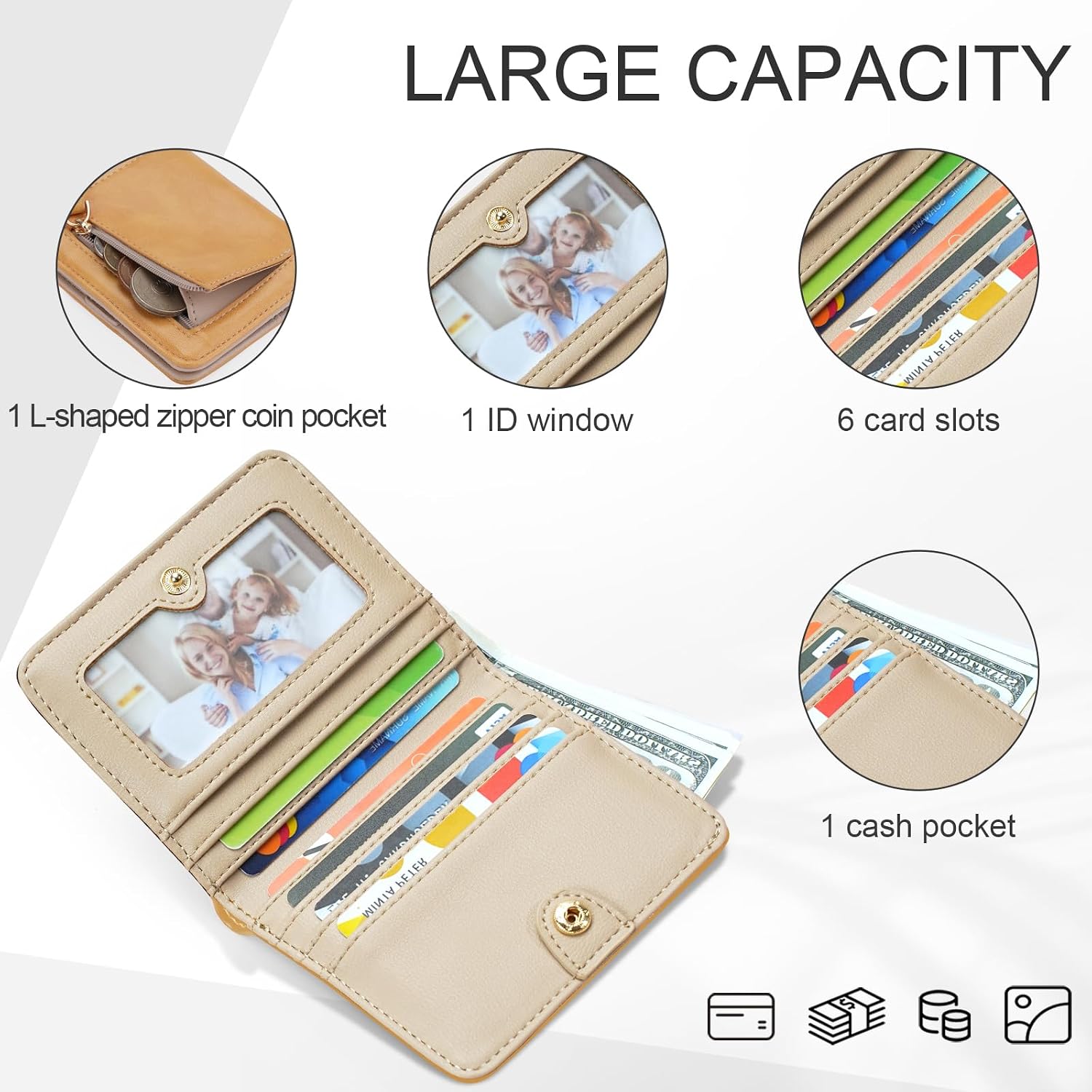 #100 APHISON Womens Wallet, Slim Small Wallet for Women Men RFID Wallet Women Sunflower Leather ID Credit Card Holder whit Zipper Coin Pocket Bifold Compact Wallet