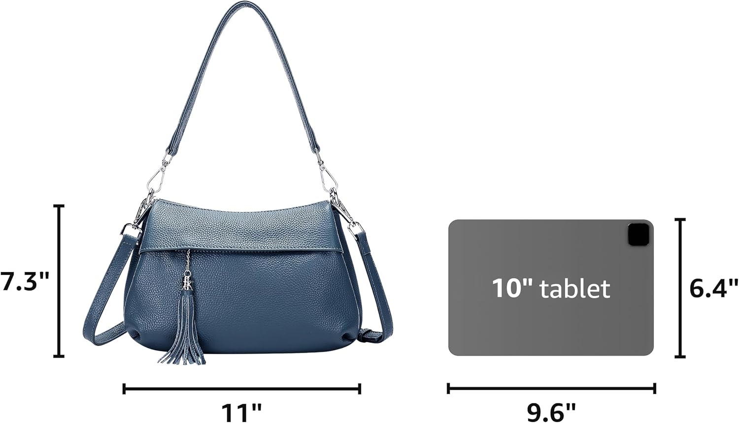 #370 Small Genuine Leather Crossbody Bags for Women Shoulder Purses | Ladies Leather Purses with 2 Detachable Straps for Hobo/Shoulder, Fits 7.9" ipad for Work, Daily, Dating