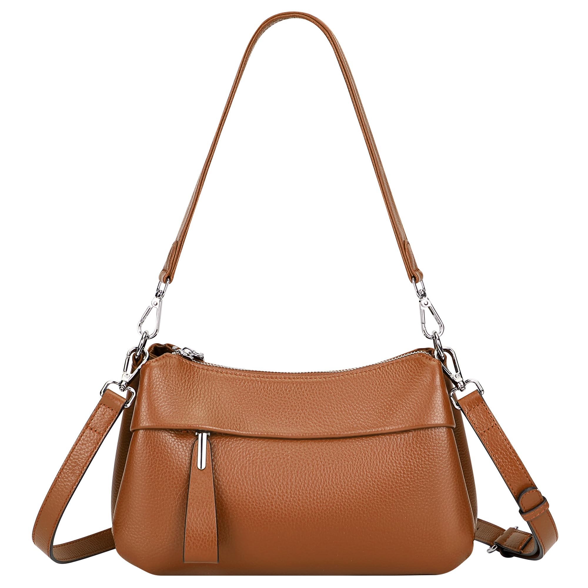 #370 Small Genuine Leather Crossbody Bags for Women Shoulder Purses | Ladies Leather Purses with 2 Detachable Straps for Hobo/Shoulder, Fits 7.9" ipad for Work, Daily, Dating