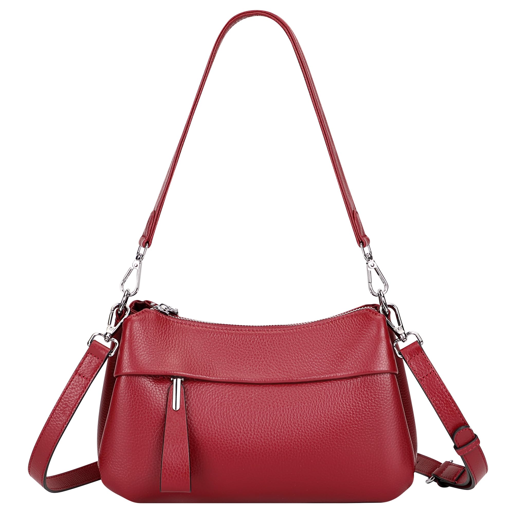 #370 Small Genuine Leather Crossbody Bags for Women Shoulder Purses | Ladies Leather Purses with 2 Detachable Straps for Hobo/Shoulder, Fits 7.9" ipad for Work, Daily, Dating