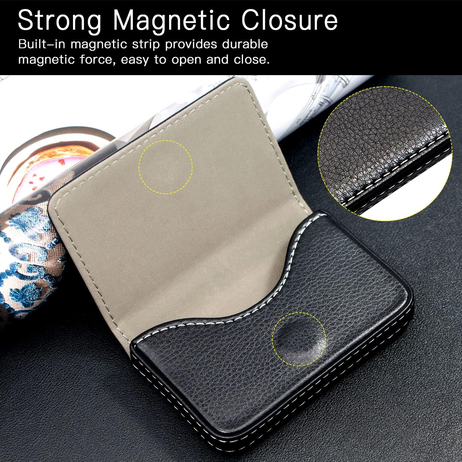 #50 Padike Business Name Card Holder Luxury PU Leather,Business Name Card Holder Wallet Credit card ID Case/Holder For Men & Women - Keep Your Business Cards Clean