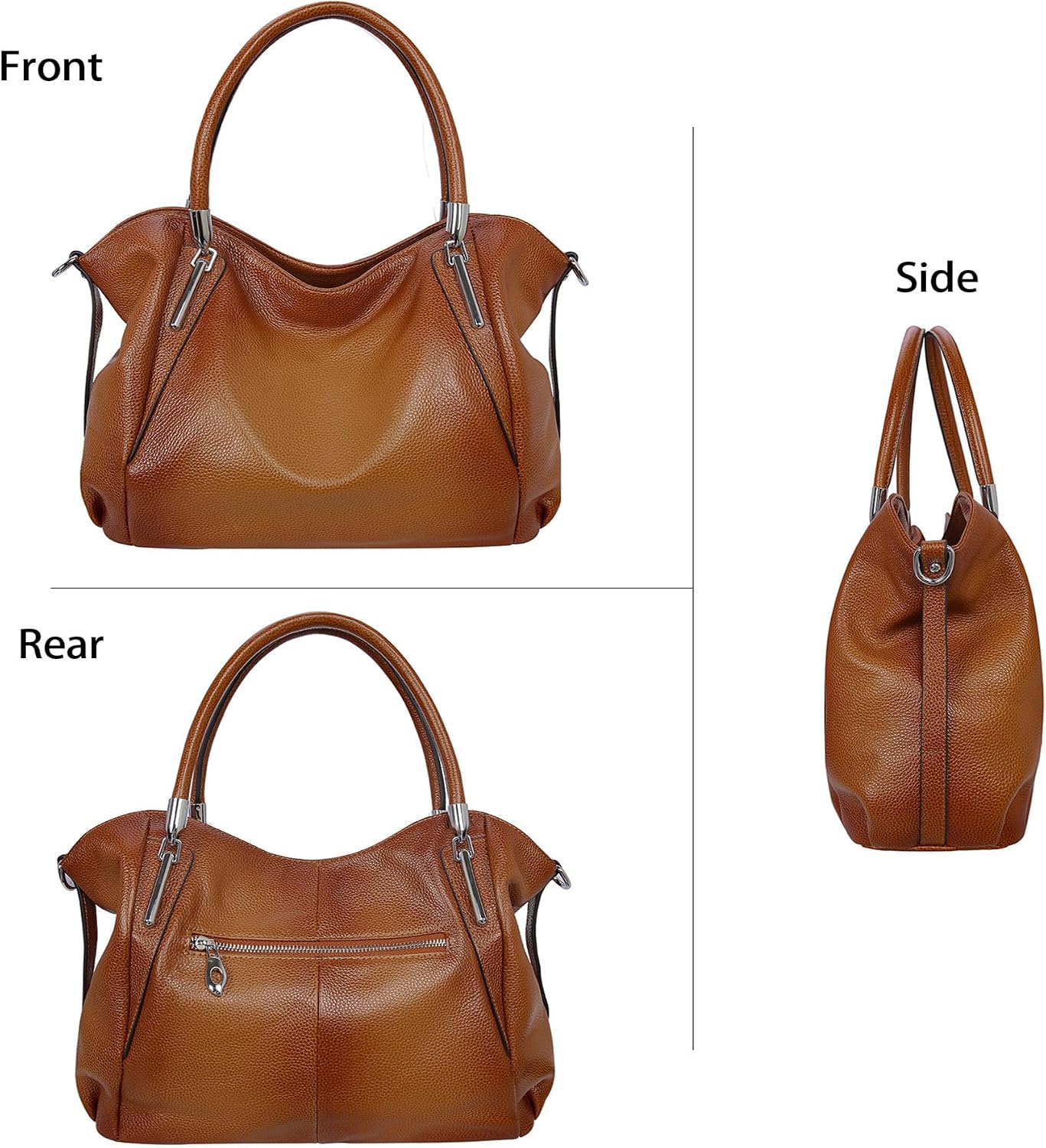 #360 HESHE Leather Shoulder Purses for Women Tote Handbags Satchel Hobo Handbag | Designer Genuine Leather Travel Top Handle Work Bag Ladies Crossbody Purses Adjustable Straps Large Capacity Zippered Closure
