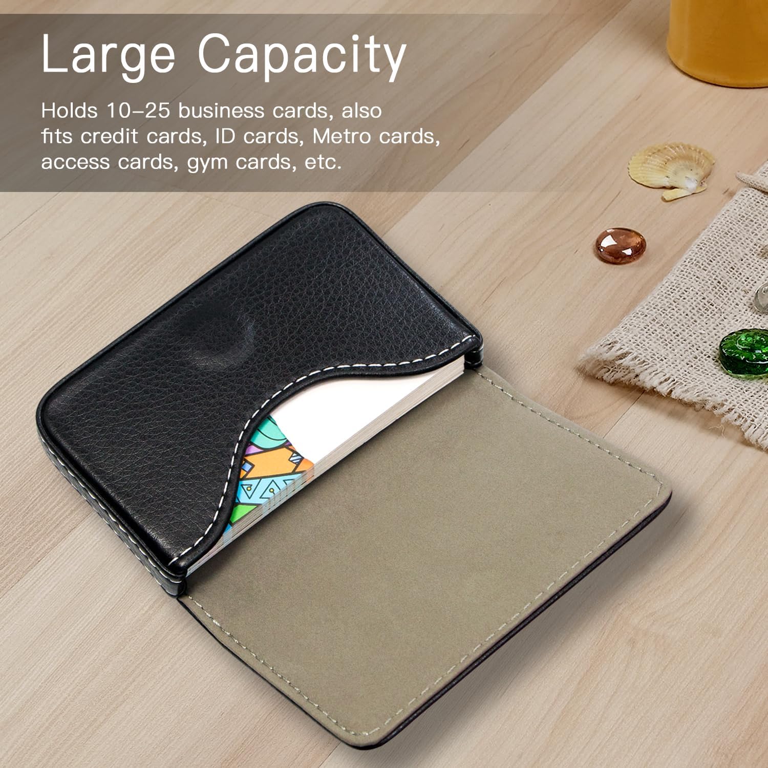 #50 Padike Business Name Card Holder Luxury PU Leather,Business Name Card Holder Wallet Credit card ID Case/Holder For Men & Women - Keep Your Business Cards Clean