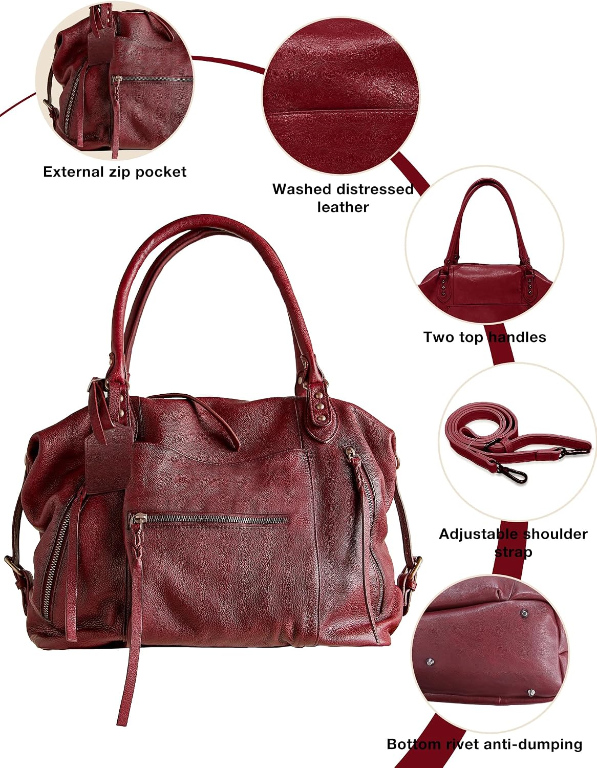 #260 Women's Large Tote Bag City Tote Bag Purse with Zipper Women Vegan Leather Hobo Handbags with Adjustable Strap