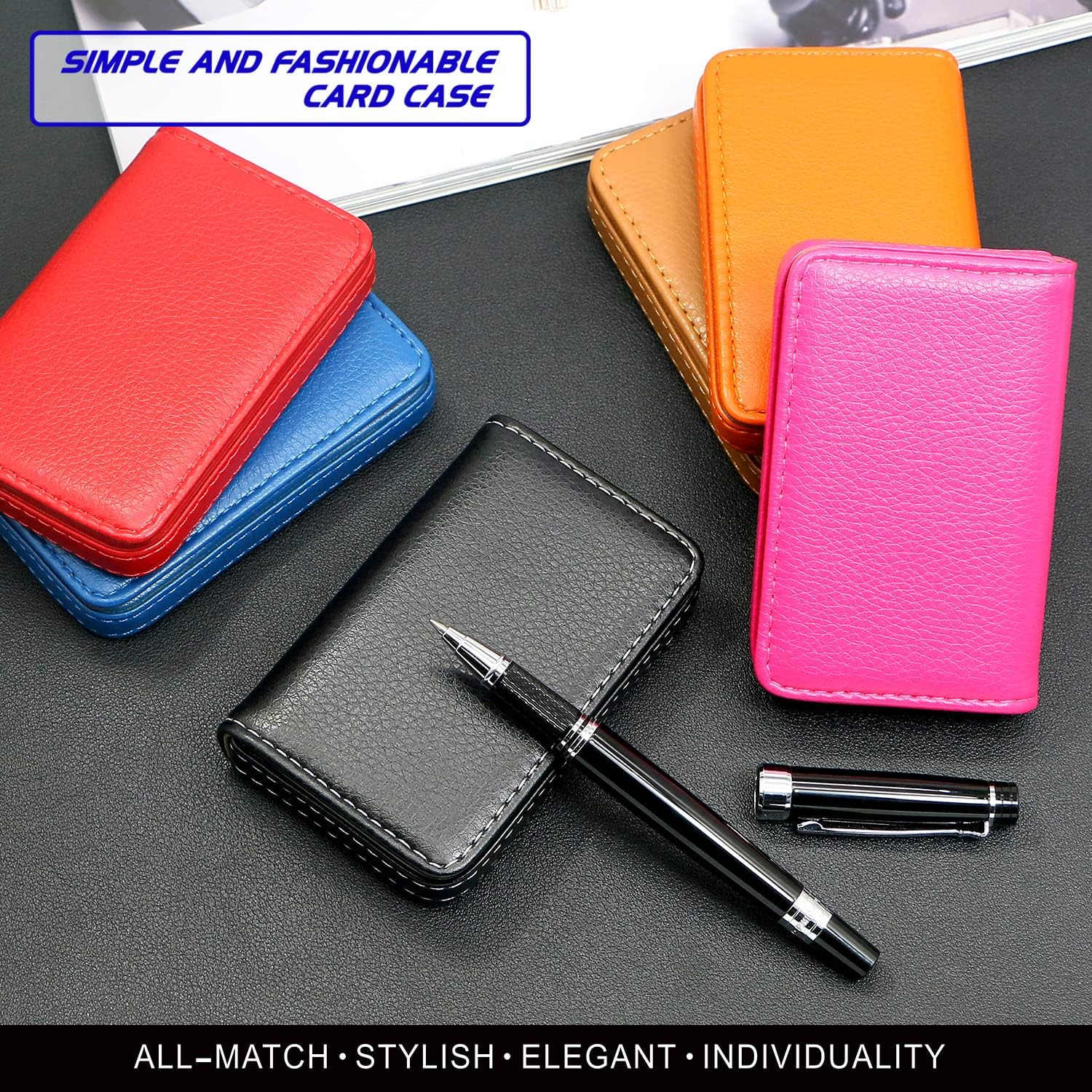 #50 Padike Business Name Card Holder Luxury PU Leather,Business Name Card Holder Wallet Credit card ID Case/Holder For Men & Women - Keep Your Business Cards Clean