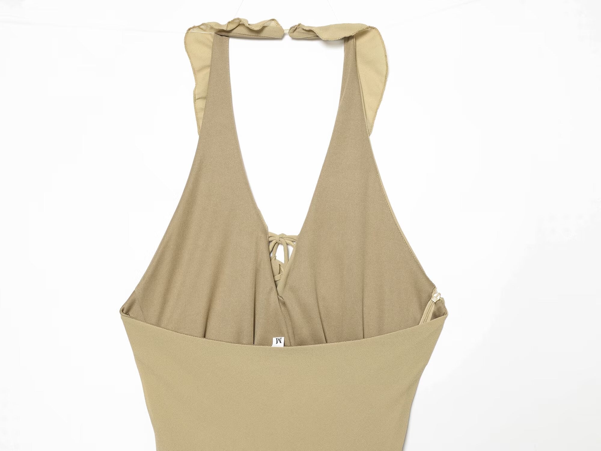 Women's asymmetrical hem hanging neck dress