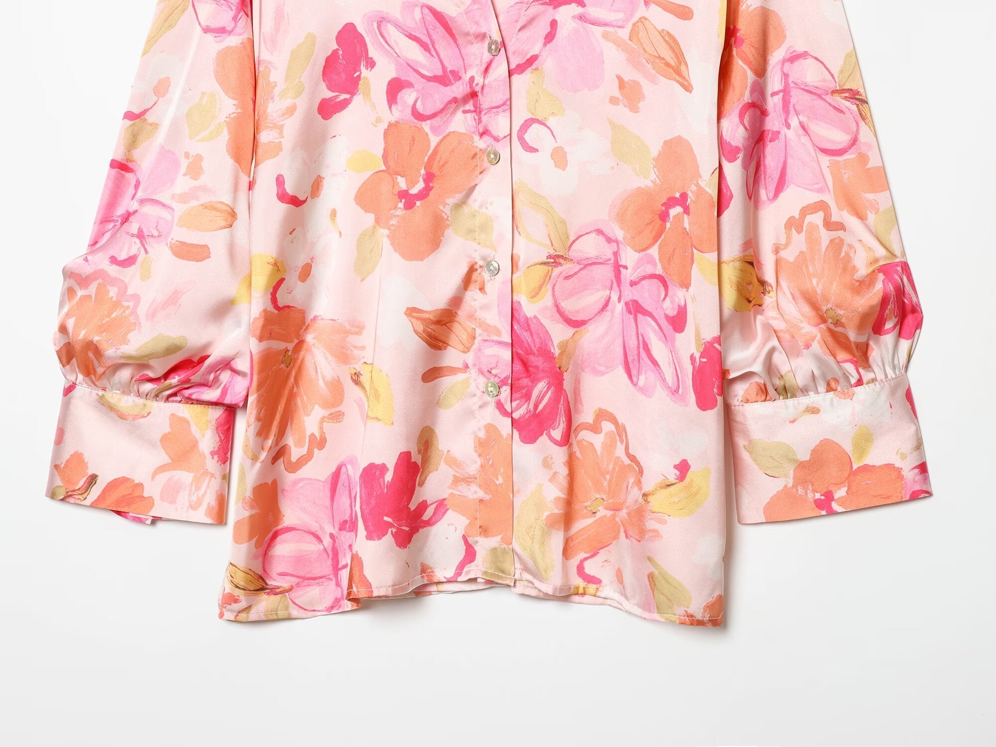 Women's satin textured floral printed shirt