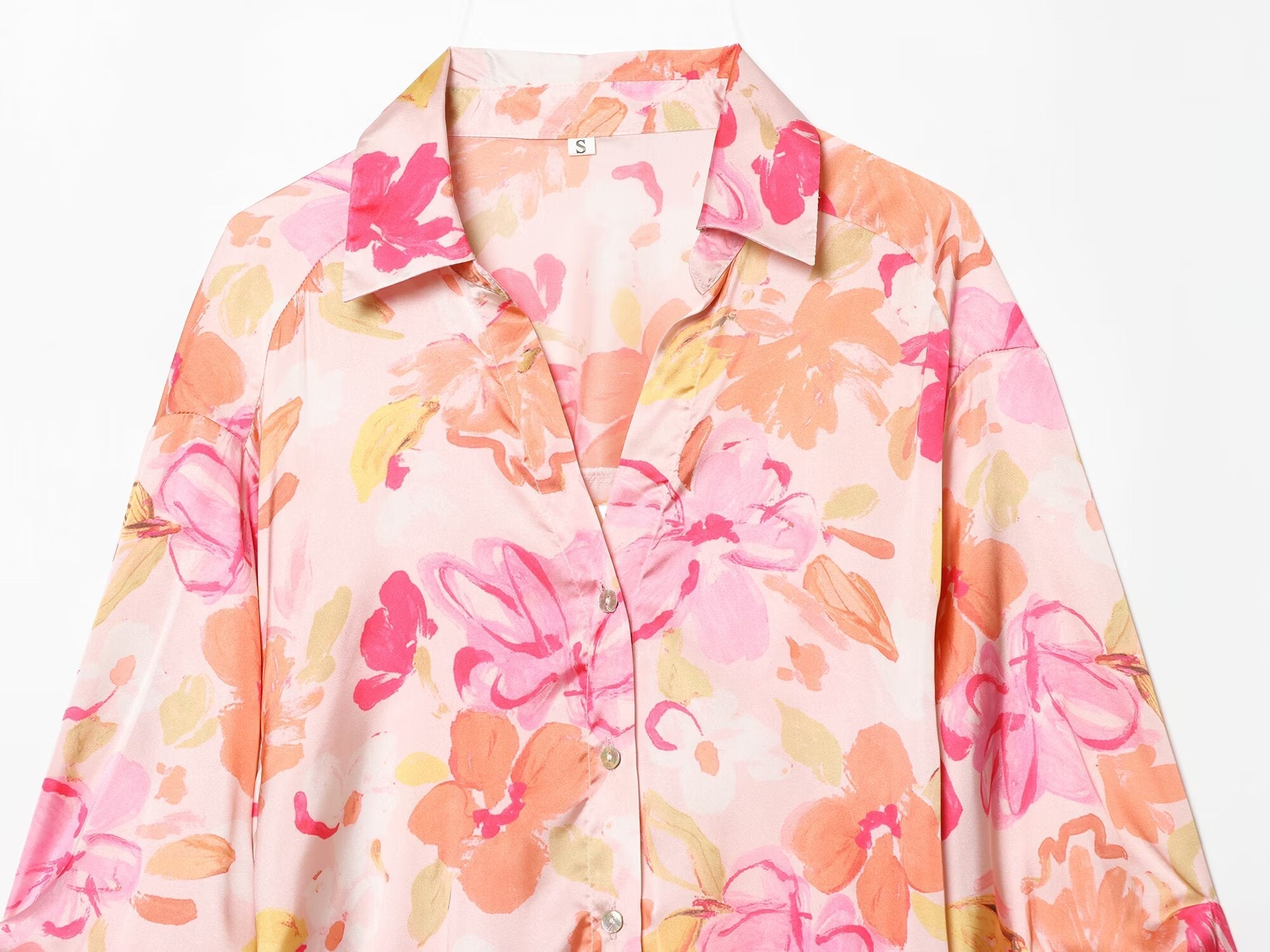 Women's satin textured floral printed shirt